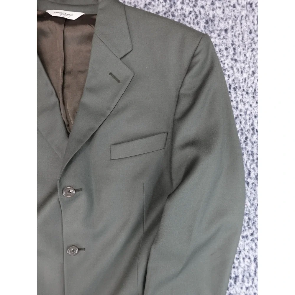 Pronto Uomo Blazer Mens 42L Olive Green Three Button‎ Wool Blend Sport Coat